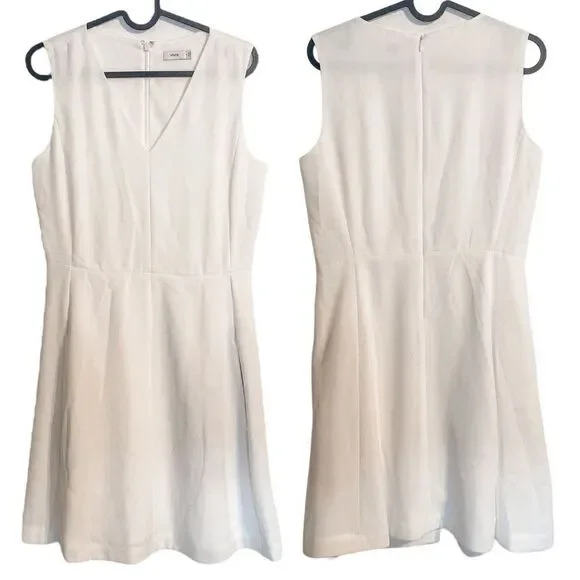 Vince V Neck White Mini Dress 4 - Picture 5 of 9